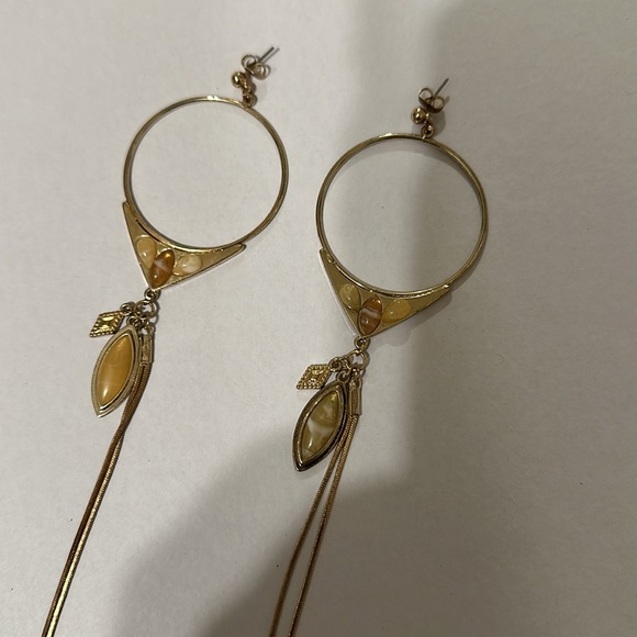 Free people goldtone & stone long dangling earrings - Picture 3 of 7